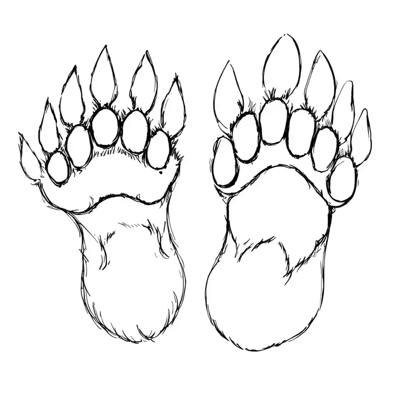 a dog's paw and a cat's paw tattoo design idea