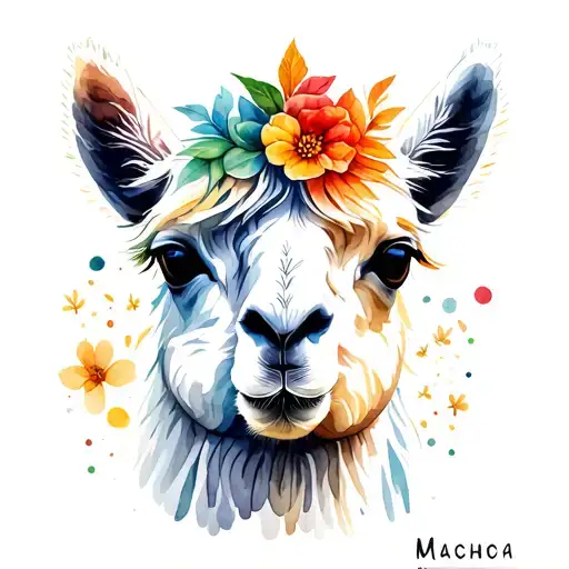 Machu Picchu and Alpaca tattoo design idea