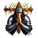 knight praying cross tattoo tattoo design idea