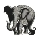 elephant with 3 heads on one body Thai patterns surrounding  tattoo design idea