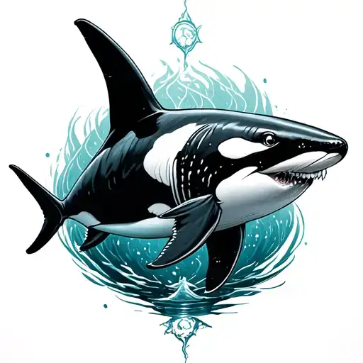 pisces zodiac and orca whale shark tattoo design idea