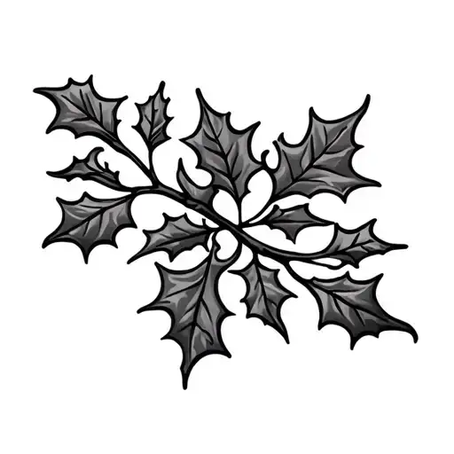 holly leaf and branch memorial tattoo tattoo design idea