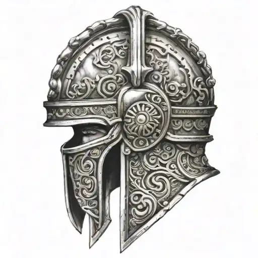 Ancient Roman helmet tattoo design idea