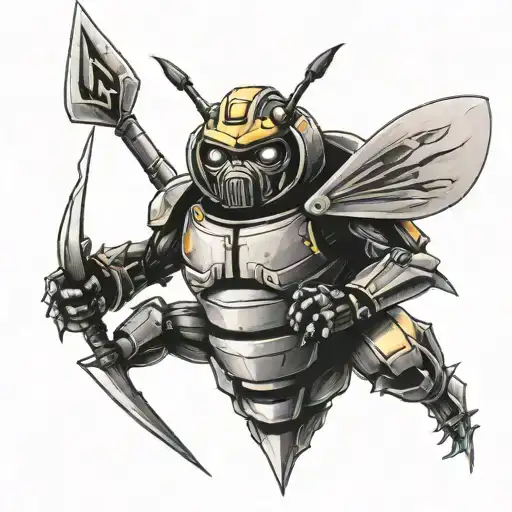 bumblebee holding a trident tattoo design idea