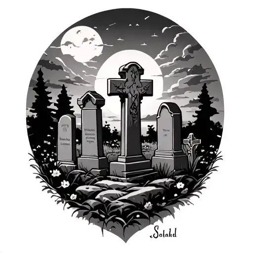 Cemetery tattoo design idea