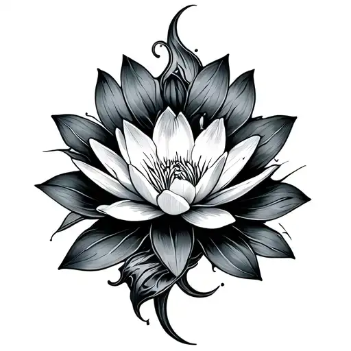 Pisces symbol with water lily flower tattoo design idea