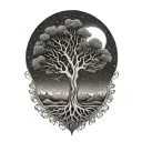 tree of life and sun and moon tattoo design idea