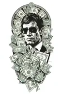 include Scarface 100 dollar bills and poker chips tattoo design idea
