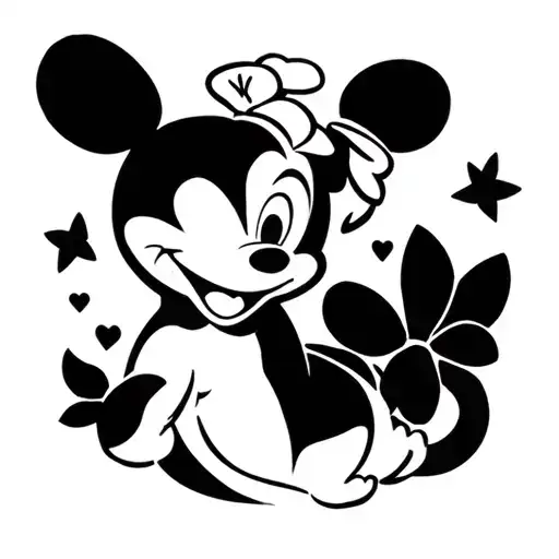 simple stamp tattoo with Disney inspired tattoo design idea