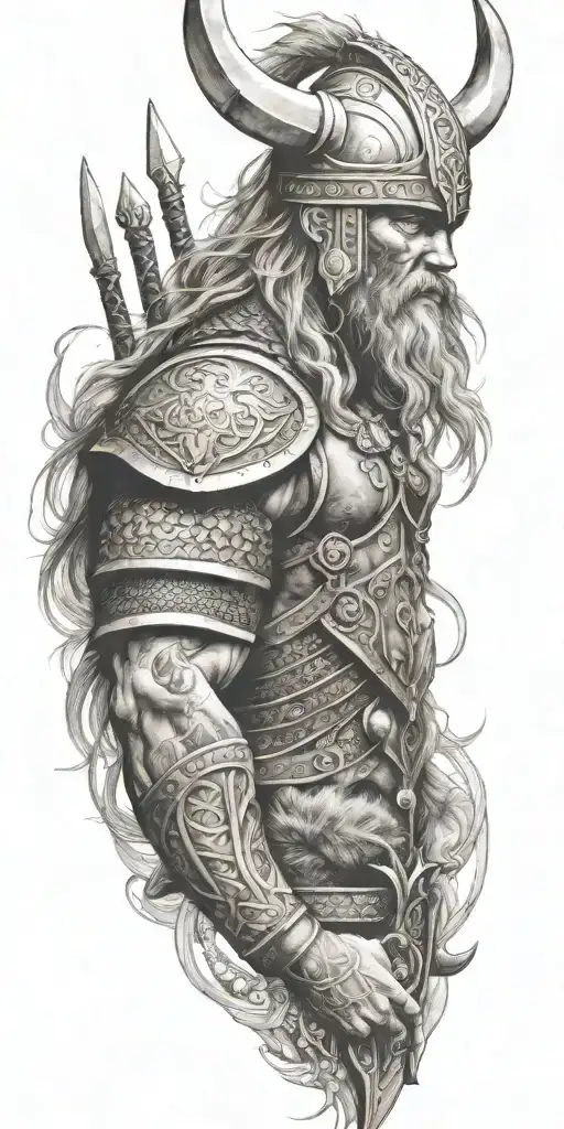 viking warriors valhalla tattoo design idea