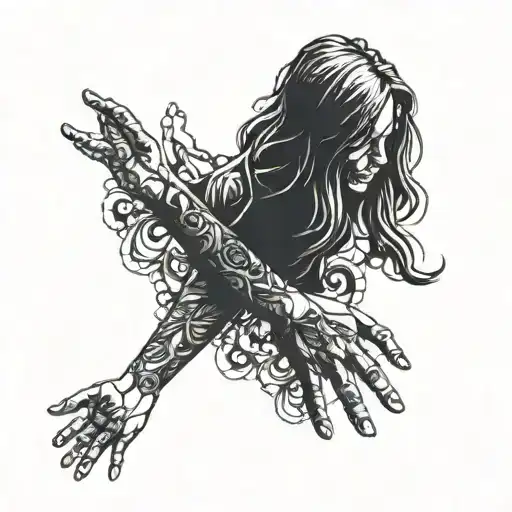 Daughter Holding hands picking tattoo design idea