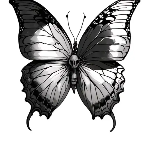 Half Skull Half Butterfly tattoo design idea
