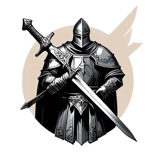 Templar knight with a sword tattoo design idea