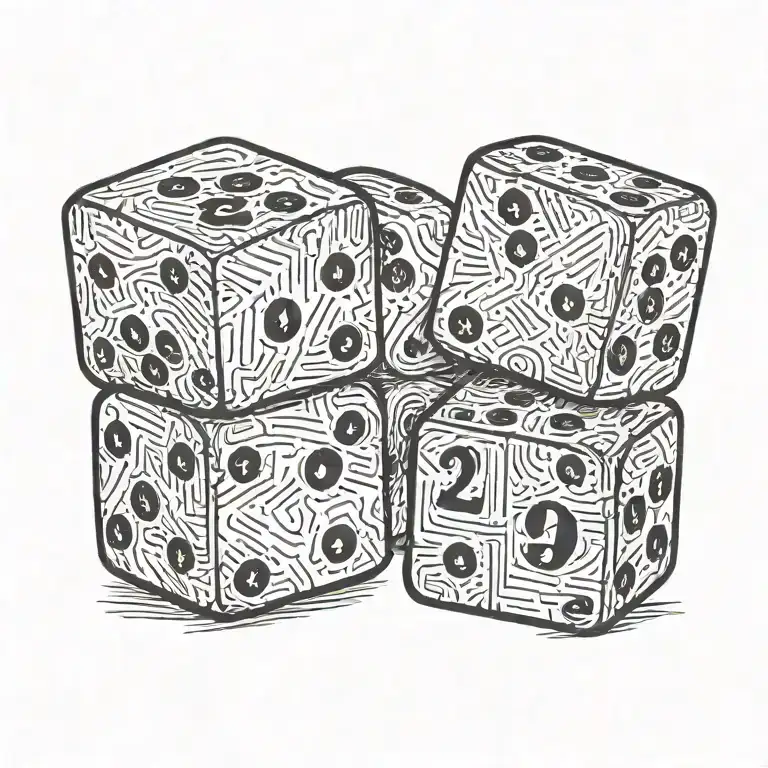 2 dice rolling one with number 2 and another with number 1 tattoo design idea