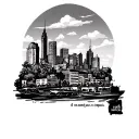 generate a tatoo of  kinshasas landscape(downtown) and a quote that says in French < il ne savent pas que c etais imposs tattoo design idea