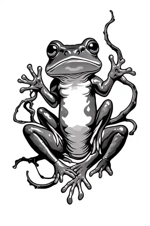 Ayahuasca vine entwined, kambo frog tattoo design idea