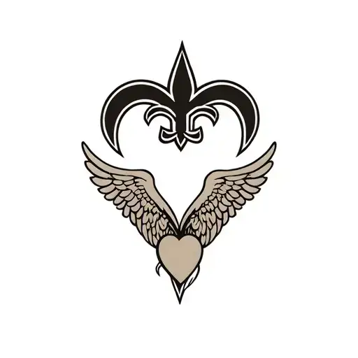 New Orleans saints logo integrated with heart and wings  tattoo design idea