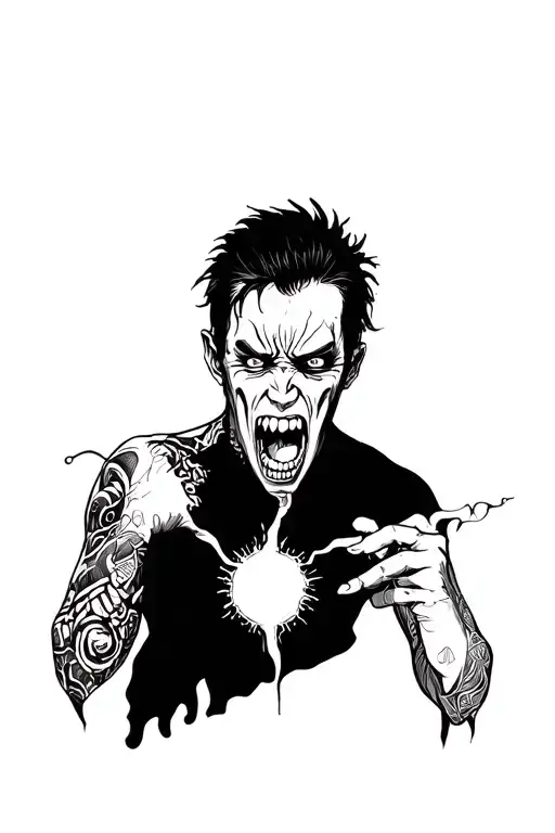 split personality happy angry tattoo design idea