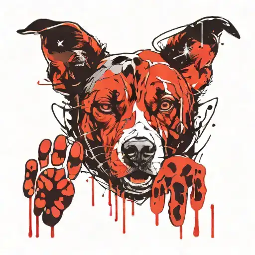 dog and cat paw print tattoo design idea