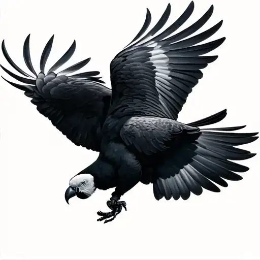 Black cockatoo flying tattoo design idea