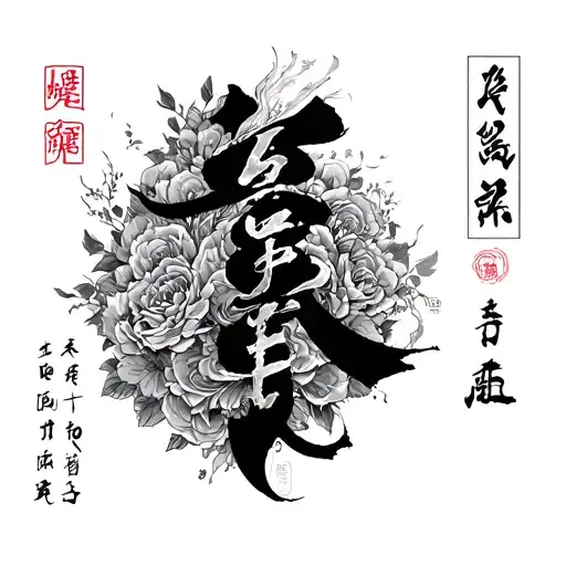 "Beautiful black queen " chinese writing tattoo design idea