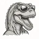 trex cartoon with sunglasses  tattoo design idea