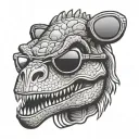 trex cartoon with sunglasses  tattoo design idea
