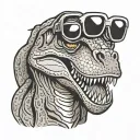 trex cartoon with sunglasses  tattoo design idea