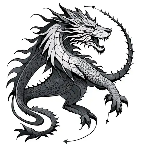 Constellation leo and a Dragon tattoo with a Greek mythology vibes tattoo design idea