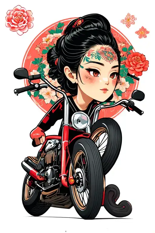 bike, korean, japanese animation tattoo design idea
