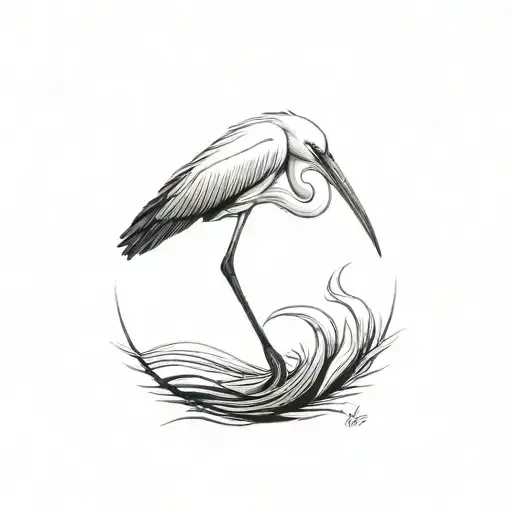 Coverup egret tattoo design idea
