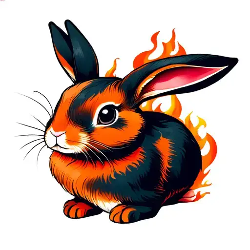 rabbit made of fire tattoo design idea