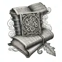 Closed book tattoo design idea