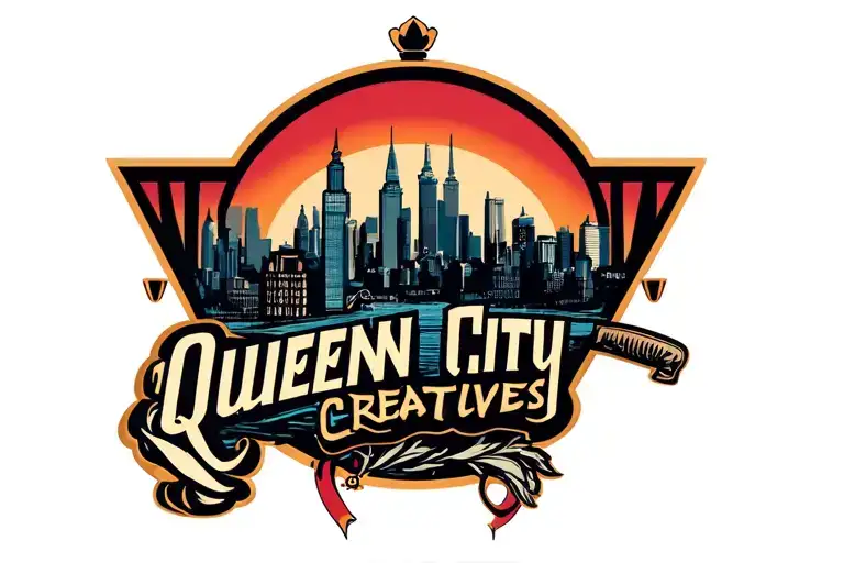 Queen City Creatives logo city scape tattoo design idea