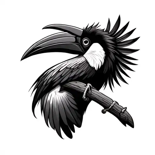 female hornbill tattoo design idea
