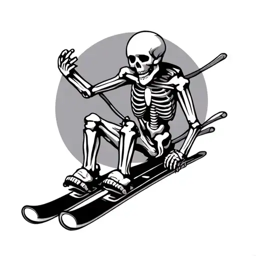 skeleton on skis tattoo design idea