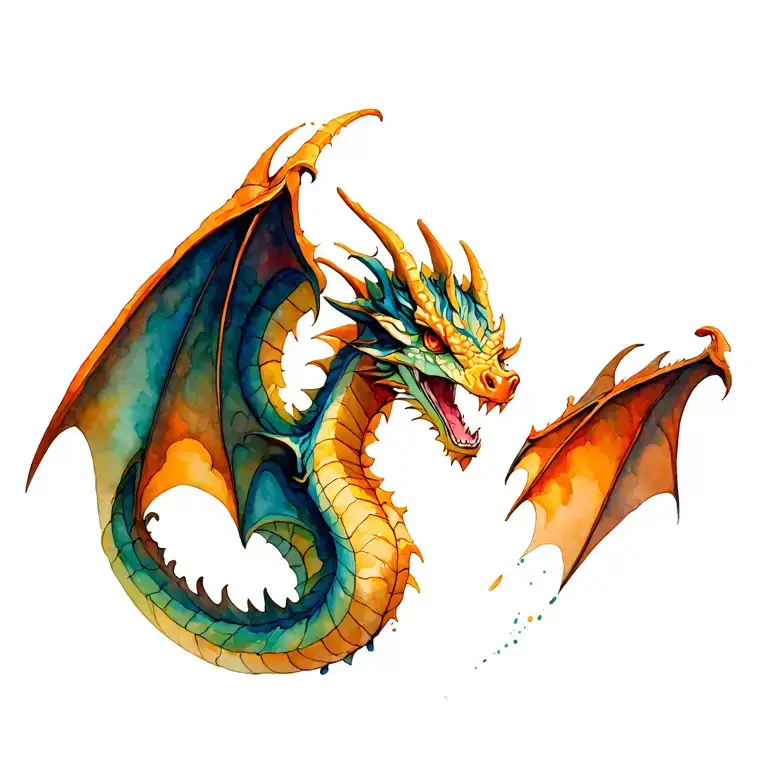 steampunk dragon emerging tattoo design idea