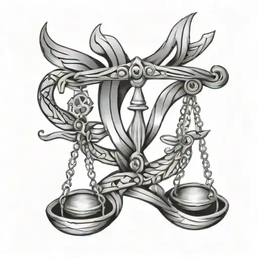 libra sign intertwined tattoo design idea