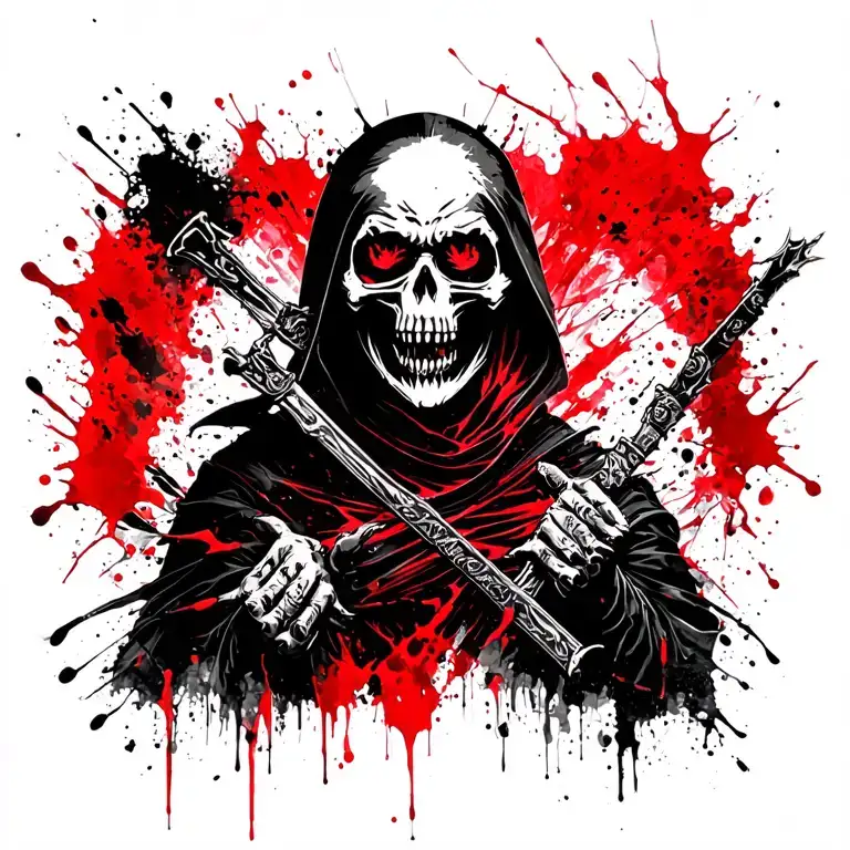 Grim Reaper Siinging tattoo design idea