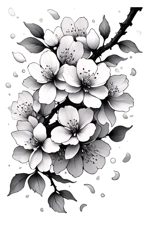 cherry blossom petals falling tattoo design idea