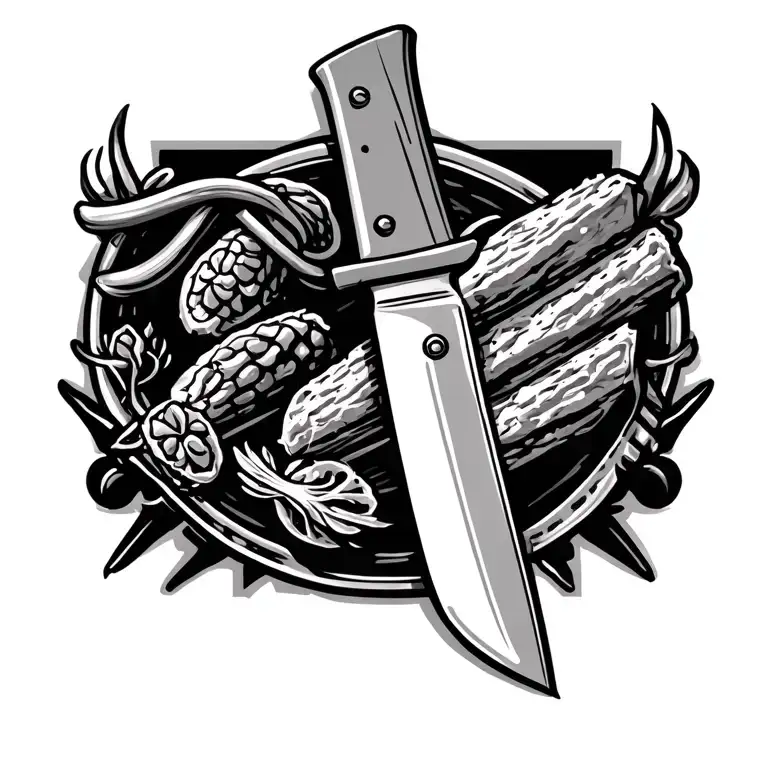 masculine chef knife tattoo design idea