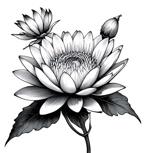 chrysanthemum and waterlily tattoo design idea