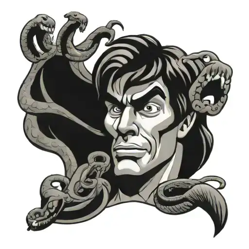 scooby doo with medusa snakes wrapped tattoo design idea