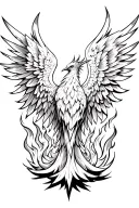 burning wing of a phoenix rising from the ashes symbolizing rebirth with flames tattoo design idea