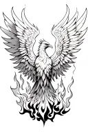 burning wing of a phoenix rising from the ashes symbolizing rebirth with flames tattoo design idea