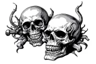 skulls death drugs evil speak no evil tattoo design idea