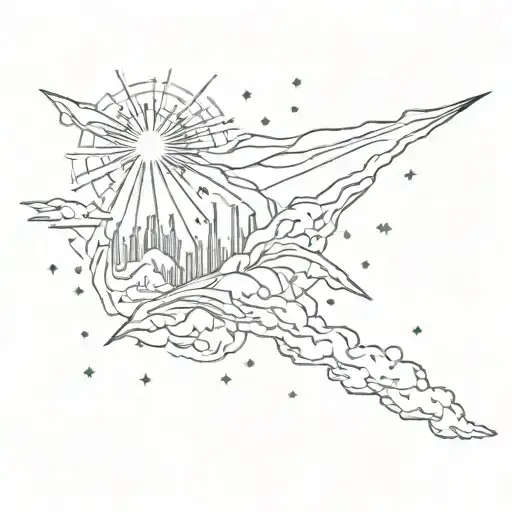 aurora borealis and comet  tattoo design idea