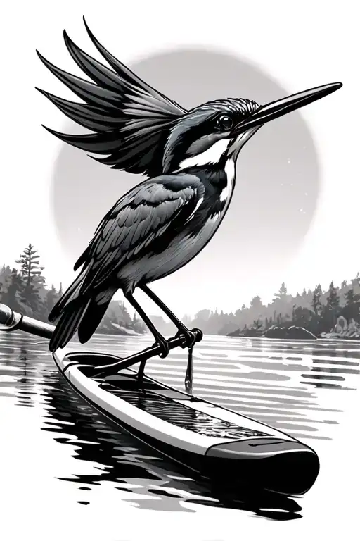Paddleboard paddle water kingfisher tattoo design idea