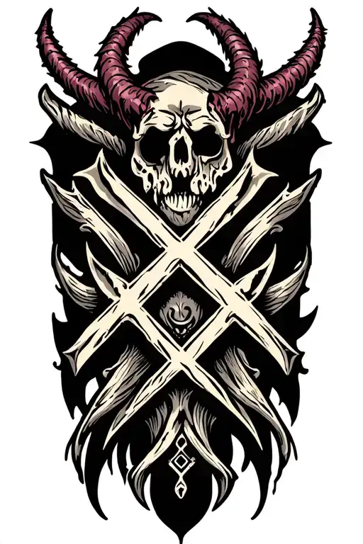 triple x, center X is bigger, center X has its ends extending horizonally in opposite directions, devil tail on one tattoo design idea