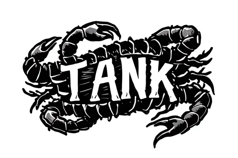 round Arm band tattoo design scorpion equality Unity and solidarity and travel lover with word TANK in japanese language tattoo design idea